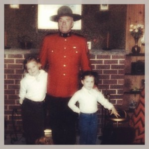 My sister and me with our grandfather Staff Sergeant Judson G. Skinner.