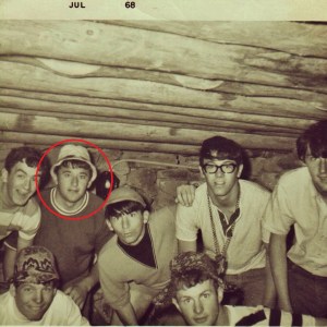 My dad, in the red circle, hanging out with friends in 1968