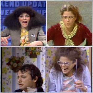 SNL characters clockwise top right; Roseanne Rosannadanna, Emily Littell, Lisa Loopner & Todd DiLaMuca