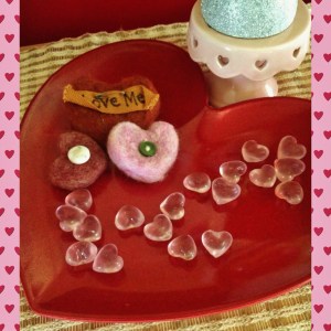 Valentine decorations on my hutch